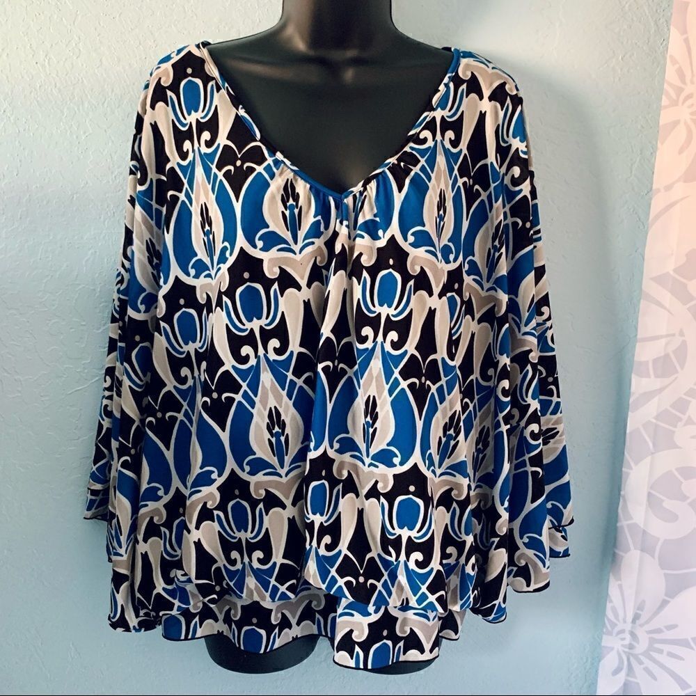 Style & Co Boho Print Top Size Large